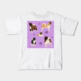 Akita American Pattern Purple Kids T-Shirt